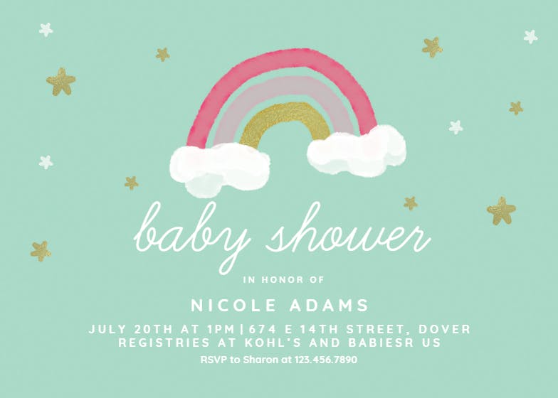 Rainbow joy - baby shower invitation