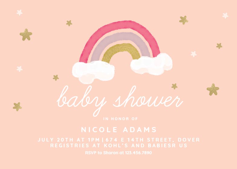 Rainbow joy -  invitación para baby shower de bebé niña gratis