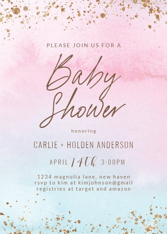 Rainbow ombre - baby shower invitation