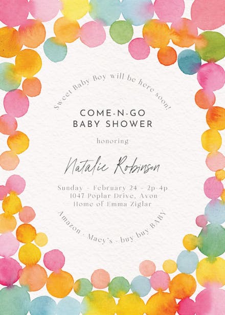 Rainbow rain - baby shower invitation