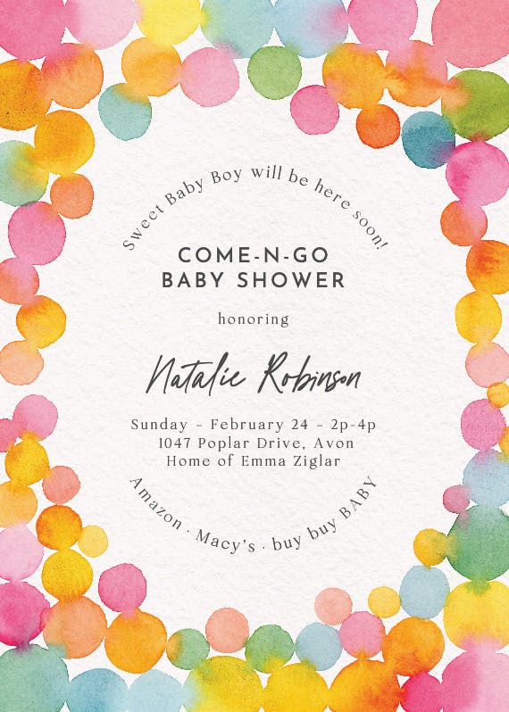 Rainbow rain -  invitación para baby shower