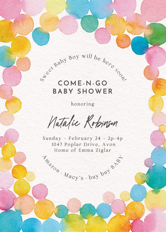 Rainbow rain -  invitación para baby shower