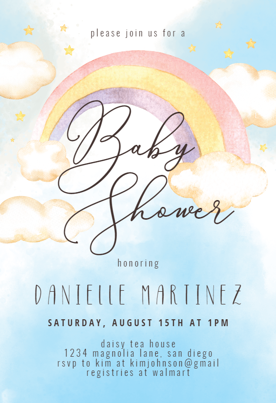 Floral Rainbow - Baby Shower Invitation Template 