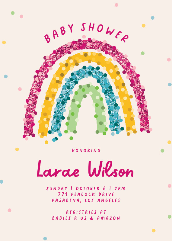 Rainbow Riot Baby shower invitation Template Greetings Island