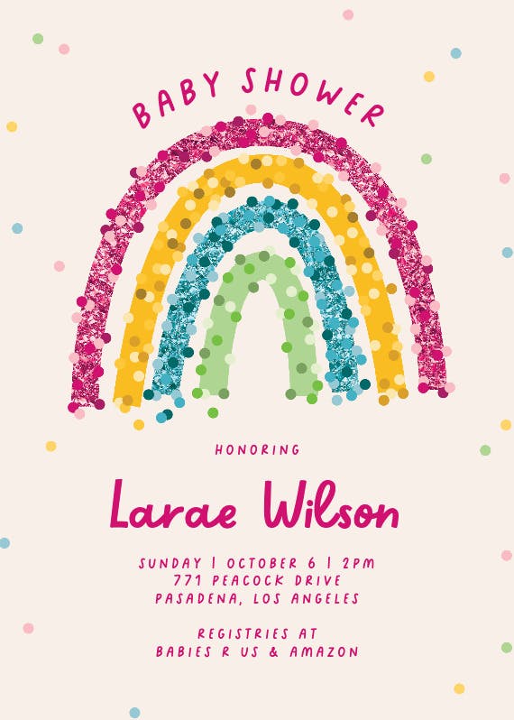 Rainbow riot - baby shower invitation