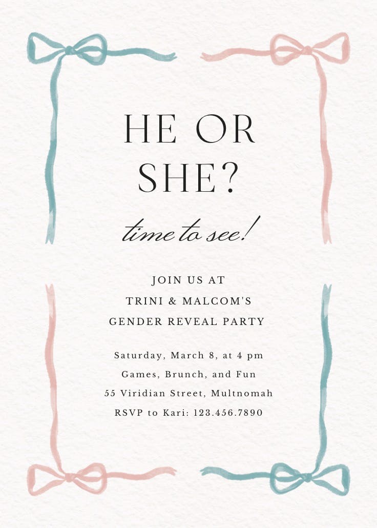 Ribbon reveal - printable party invitation