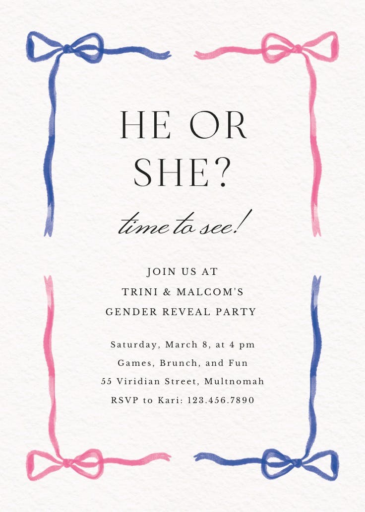Ribbon reveal - printable party invitation