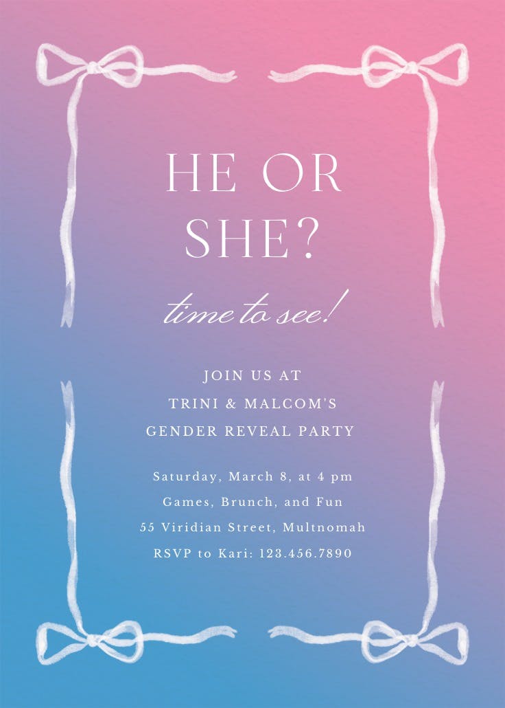 Ribbon reveal - printable party invitation