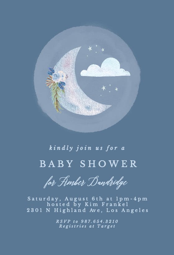 Romantic boho moon - baby shower invitation