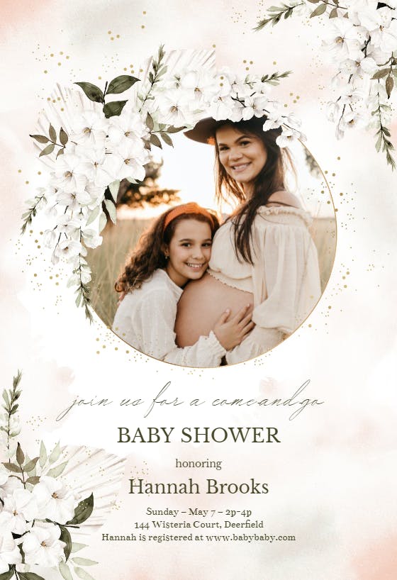 Romantic flowers - baby shower invitation