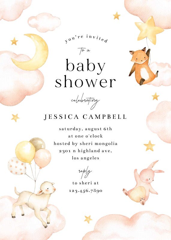 Rose cloud -  invitación para baby shower de bebé niño gratis