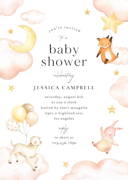 Rose cloud - baby shower invitation