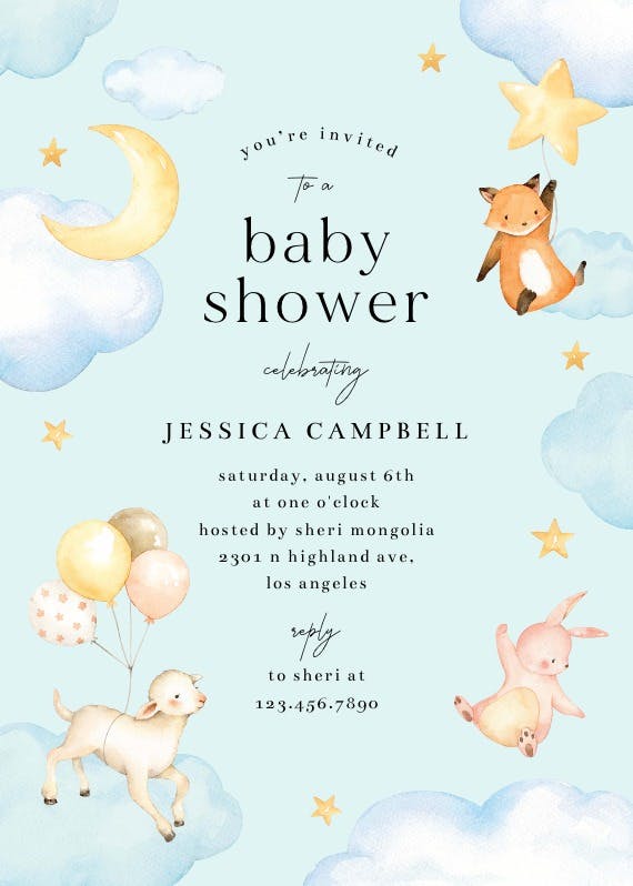 Rose cloud -  invitación para baby shower de bebé niño gratis
