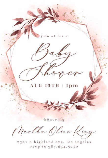 Rose Gold Geometric Floral Frames - Baby Shower Invitation