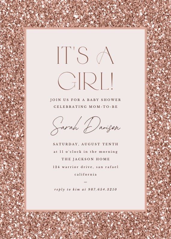 Rose gold glitter - printable party invitation