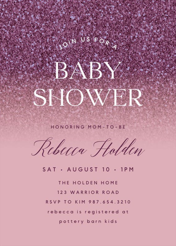 Rose gold glitter - baby shower invitation