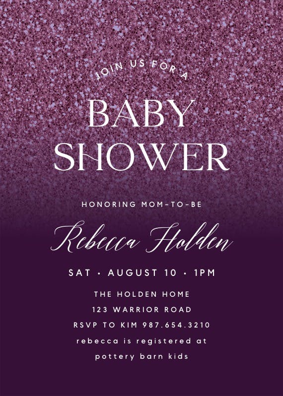 Rose gold glitter -  invitación para baby shower