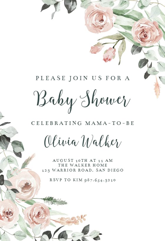 Rosey Roses - Baby Shower Invitation Template | Greetings Island