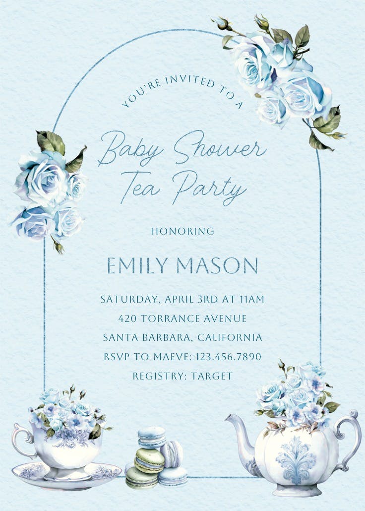 Rosy tea -  invitación para baby shower