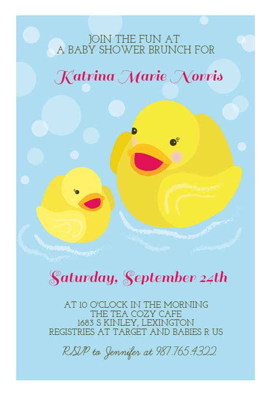 Rubber Duck Baby Shower Invitation Template Free Greetings Island