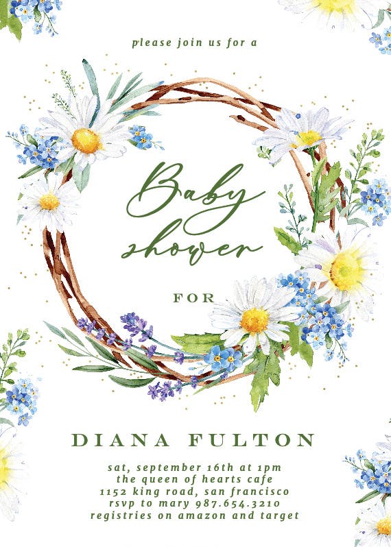 Rustic daisies - baby shower invitation