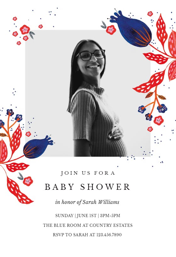 Rustic floral -  invitación para baby shower