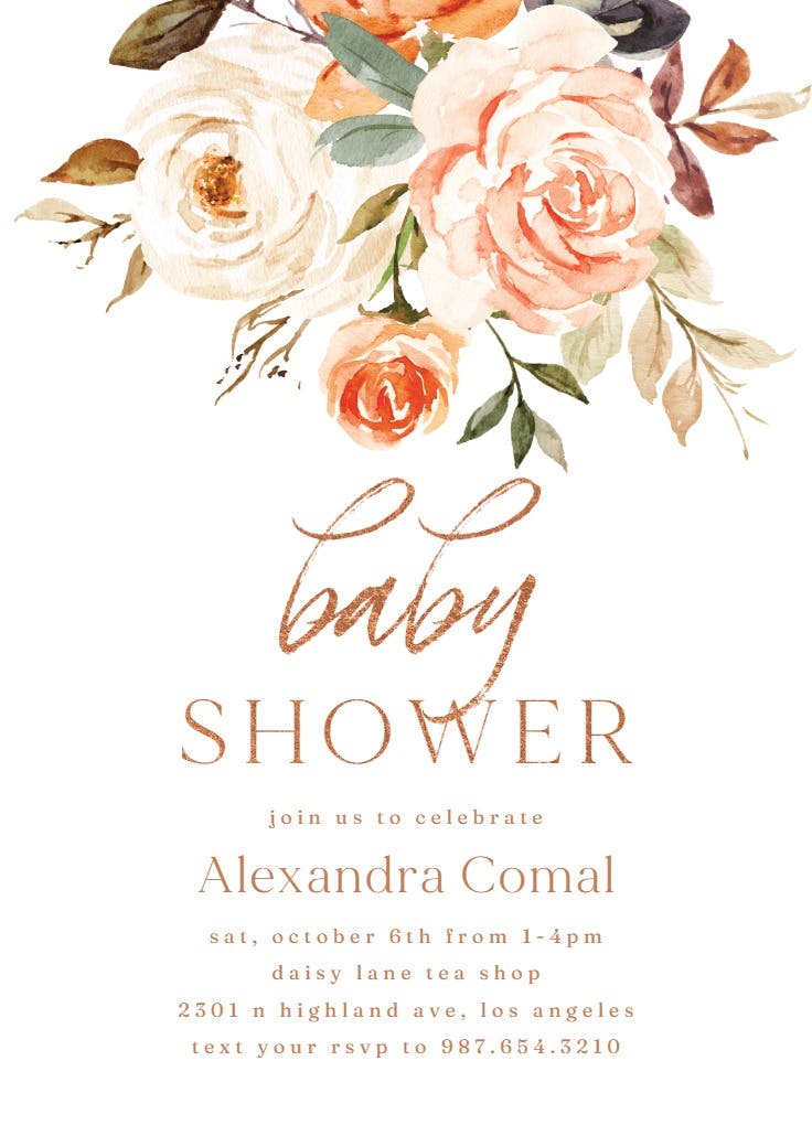 Rustic roses - baby shower invitation