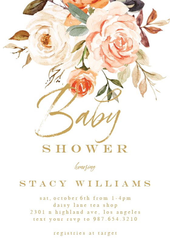 Rustic roses -  invitación para baby shower