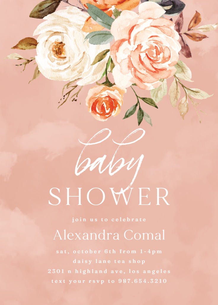 Rustic roses - baby shower invitation