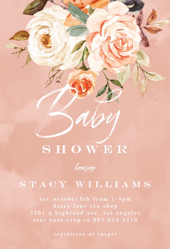 Rustic roses -  invitación para baby shower