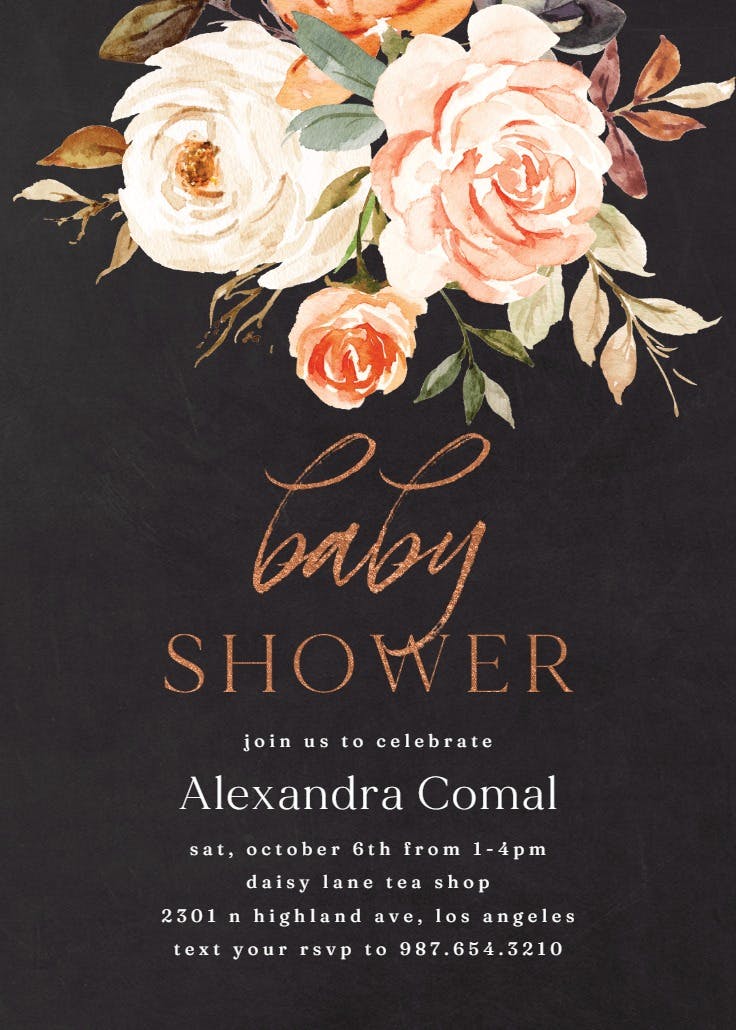 Rustic roses - baby shower invitation