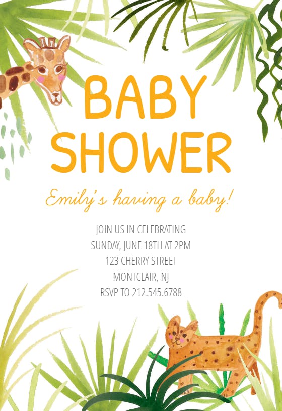 Safari -  invitación para baby shower de bebé niño