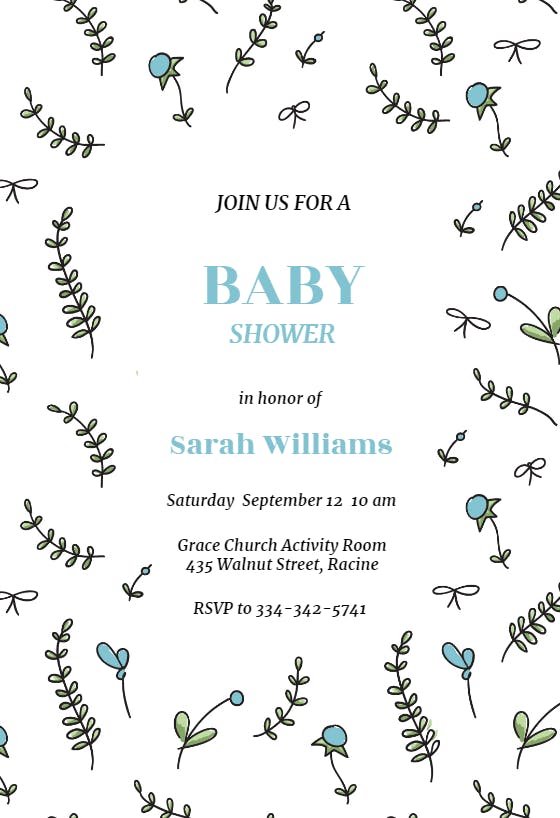 Scattered sprigs - baby shower invitation
