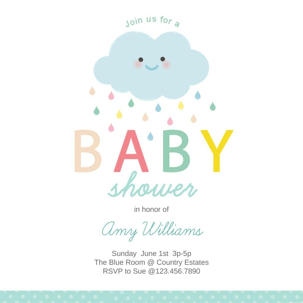 Shower cloud - baby shower invitation