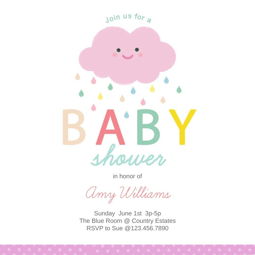 Shower cloud - baby shower invitation