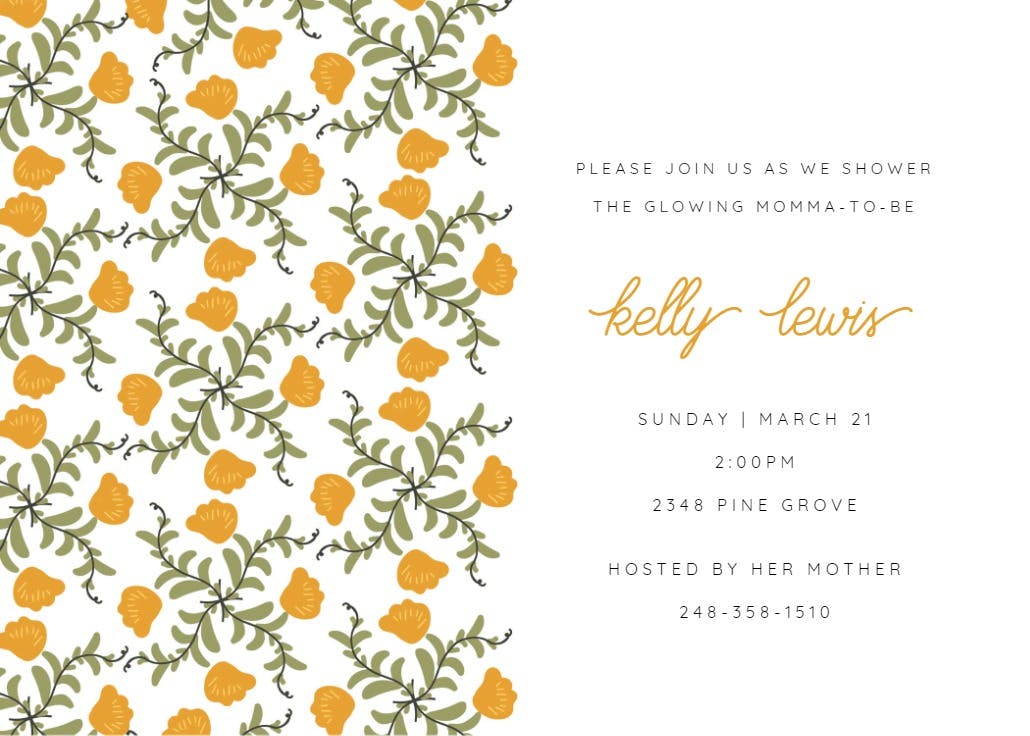 Shower flowers - baby shower invitation