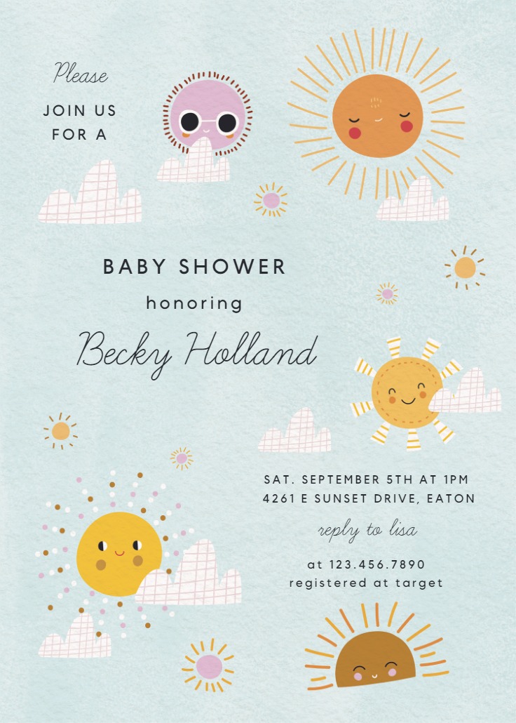 Shower forecast Baby shower invitation Template (Free) Greetings Island