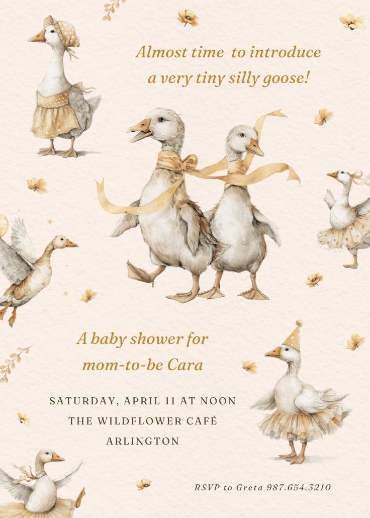 Silly geese -  invitación para baby shower