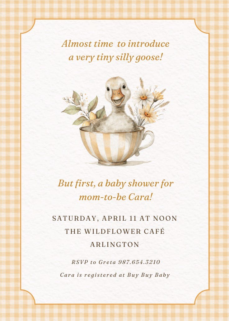 Silly goose -  invitación para baby shower