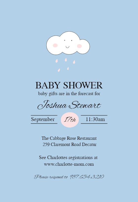 Silver linings minimal - baby shower invitation
