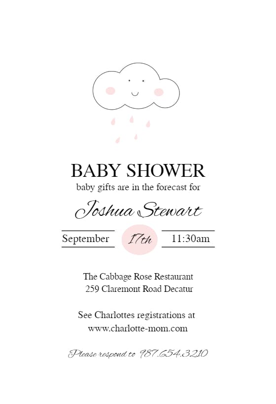 Silver linings minimal - baby shower invitation