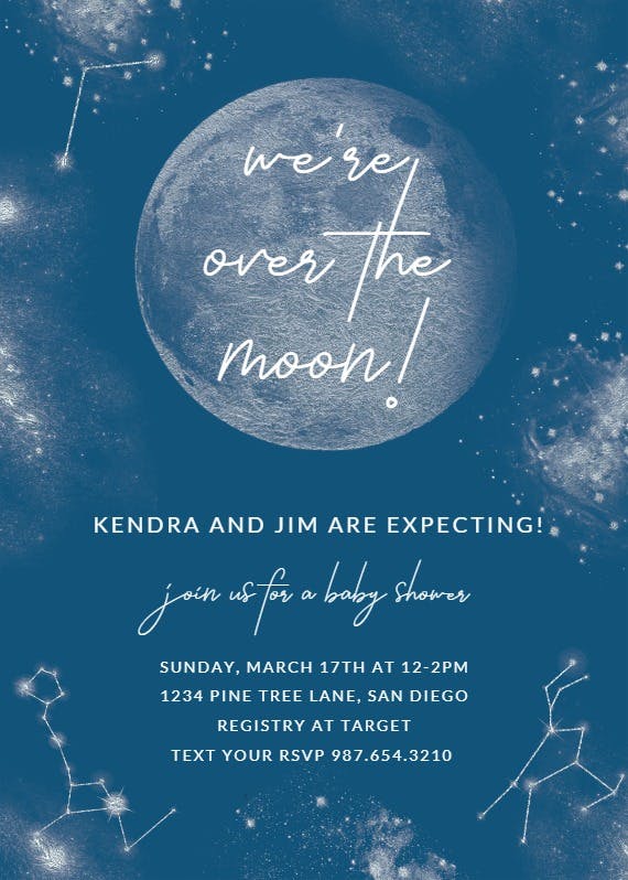 Silver moon - baby shower invitation