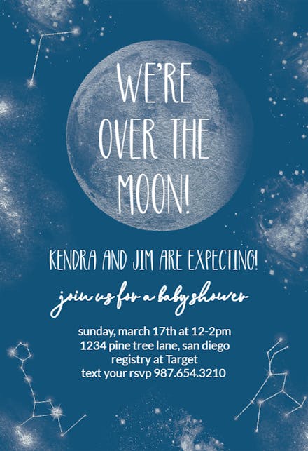 Silver Moon - Baby Shower Invitation