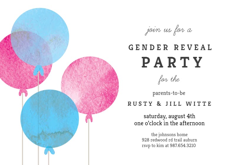 Simple balloon - baby shower invitation