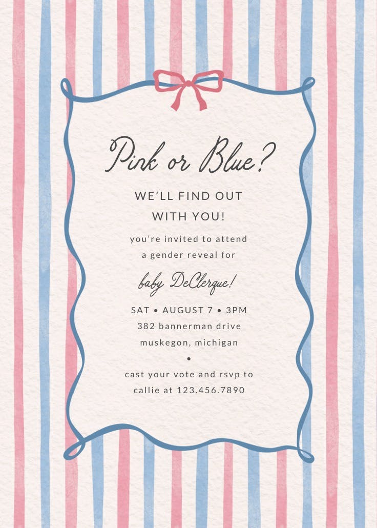 Simple duo tone - gender reveal invitation
