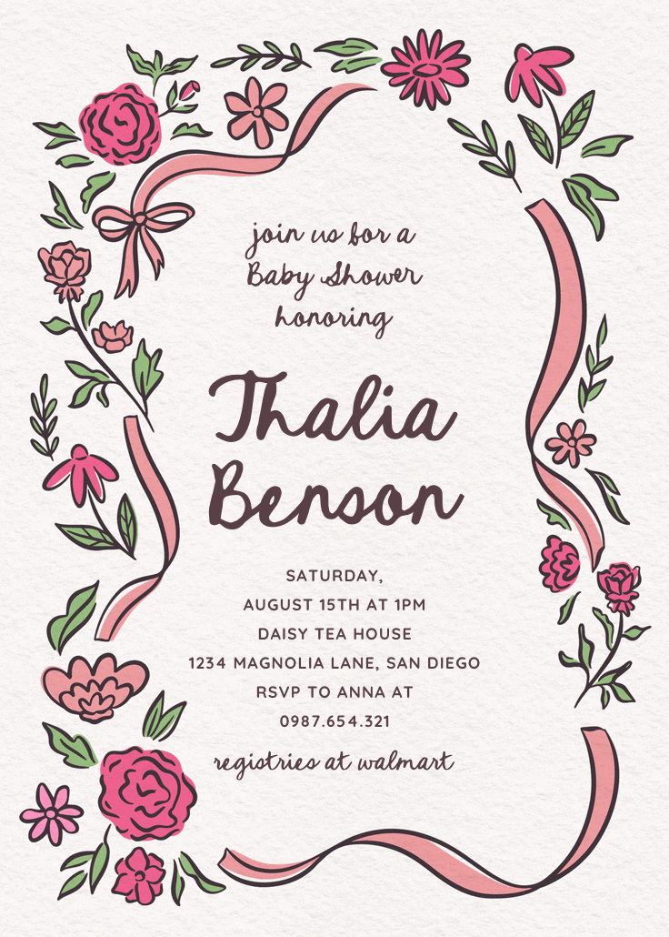 Simply romantic - baby shower invitation