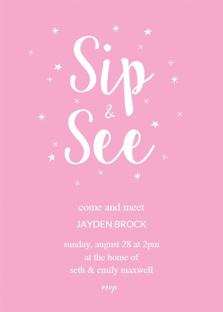 Sip & see the star - baby shower invitation