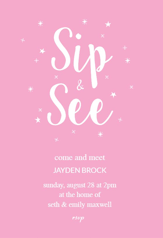 Sip & see the star - baby shower invitation