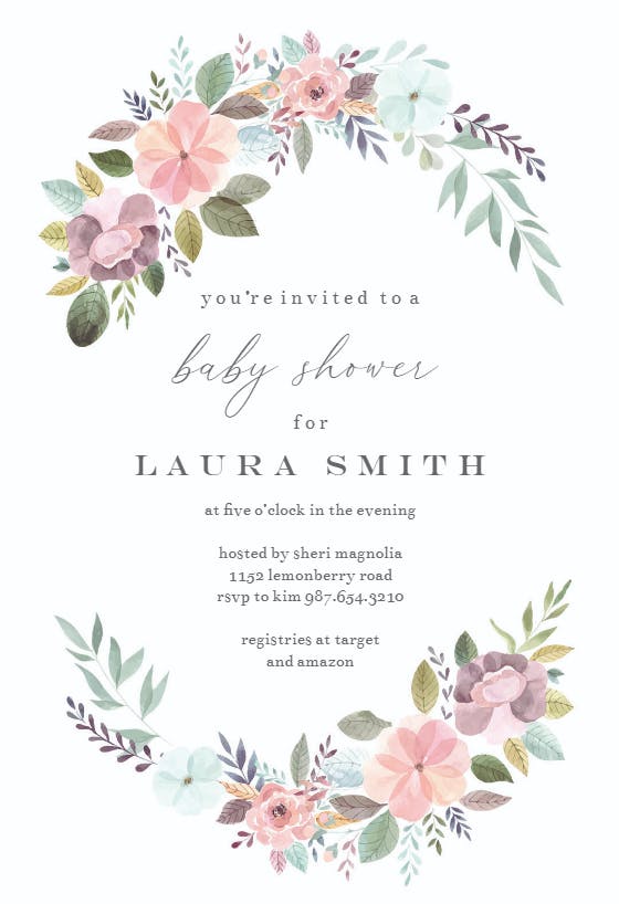 Soft floral - baby shower invitation