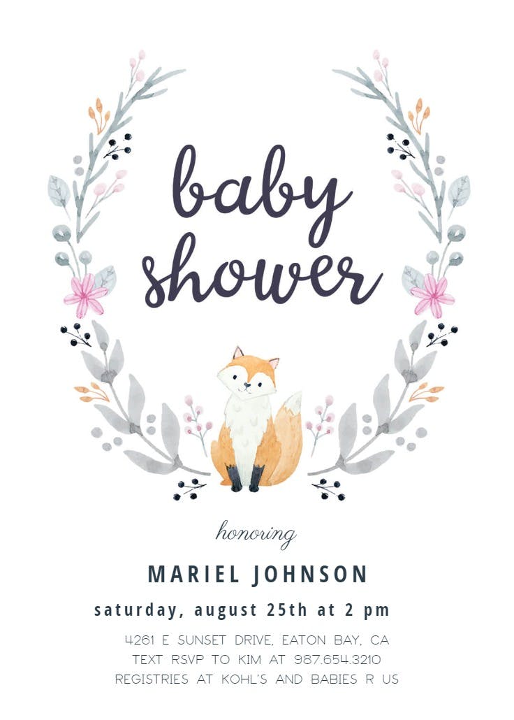 Soft fox - baby shower invitation